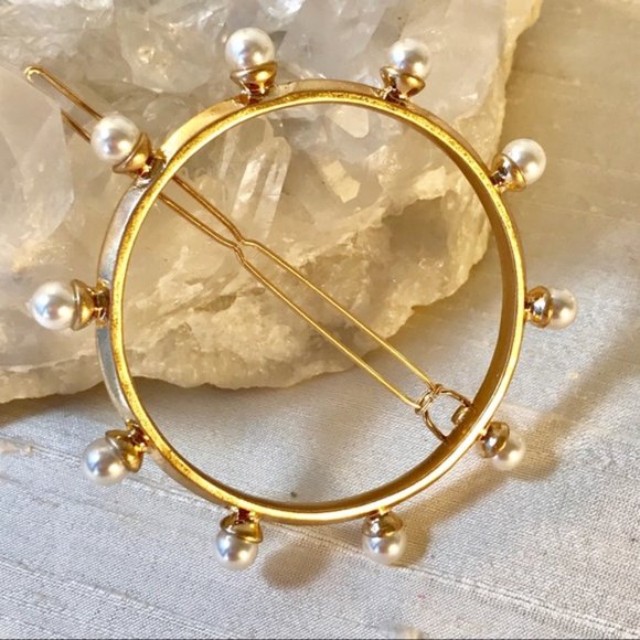 💫Golden Pearl Round Barrette 💫 - Picture 4 of 8